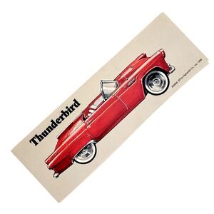 Vintage 80s red Thunderbird paper bookmark sports car 1988 Highsmith 32694